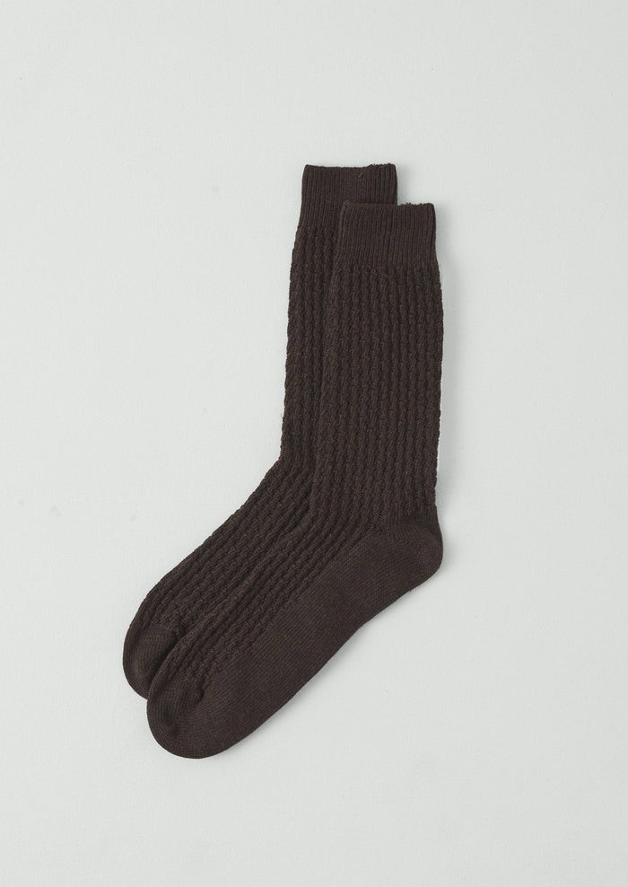 Textured Cotton Socks | Peat Melange