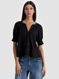 THALIA BUTTON DOWN BLOUSE - BLACK