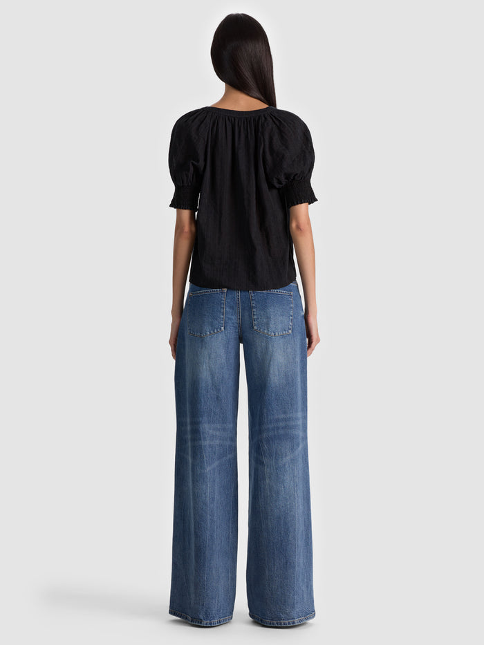 THALIA BUTTON DOWN BLOUSE - BLACK