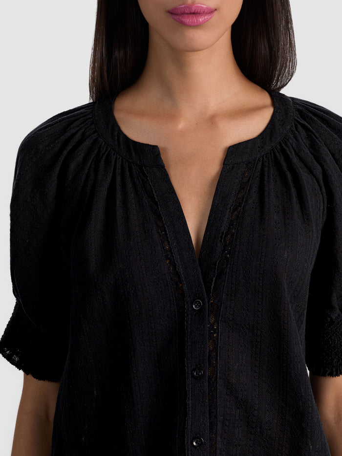 THALIA BUTTON DOWN BLOUSE - BLACK