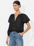 THALIA BUTTON DOWN BLOUSE - BLACK