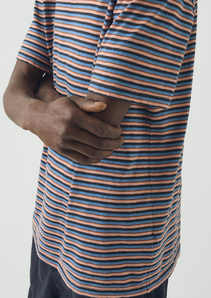 Theo Stripe Cotton Short Sleeve Tee | Multi