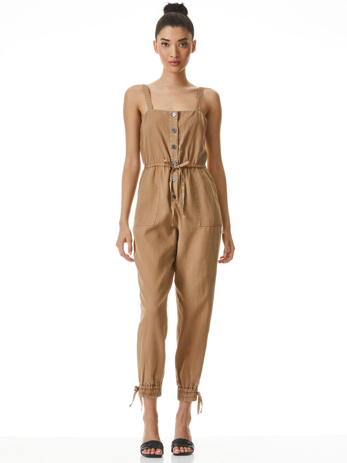 TIANA BTN FT PTCH PKT JUMPSUIT - TAN