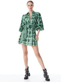 TIFFIE BELTED MINI DRESS - JOURNEY FLORAL LIGHT SAGE/MLTI