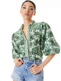 TIFFIE PUFF SLEEVE BLOUSE - JOURNEY FLORAL LIGHT SAGE