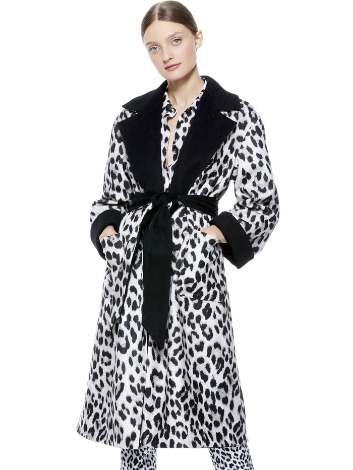 TOMIKO REVERSIBLE SWEATER COAT - ROYAL LEOPARD LG BLK/BLK