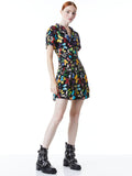 TORI SHORT SLEEVE PLEATED SHIRT DRESS - BUTTERFLY HIGH BLACK