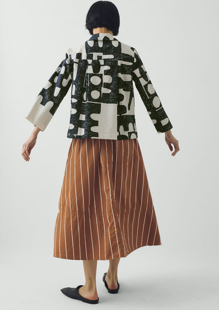 Totem Print Cotton Poplin Shirt | Ink/Dove