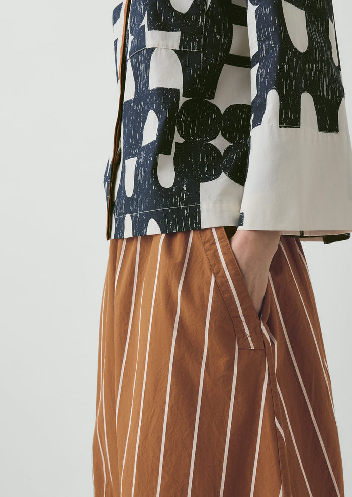 Totem Print Cotton Poplin Shirt | Ink/Dove