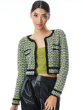 TYLER CROPPED CARDIGAN - BLACK/SOFT WHITE