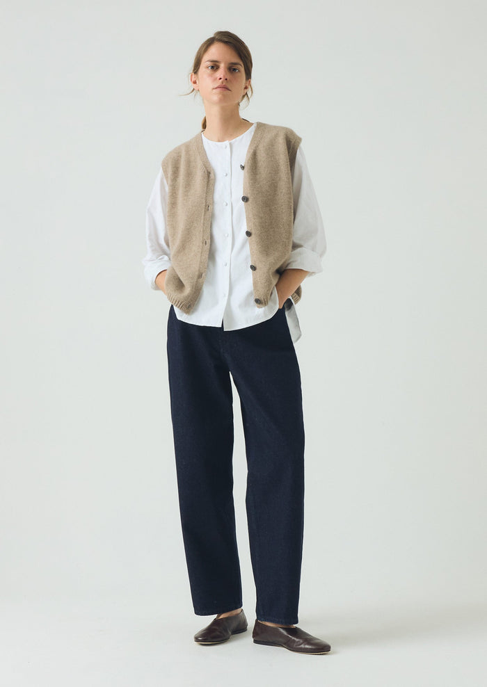 V Neck Wool Cashmere Tank | Stone Melange