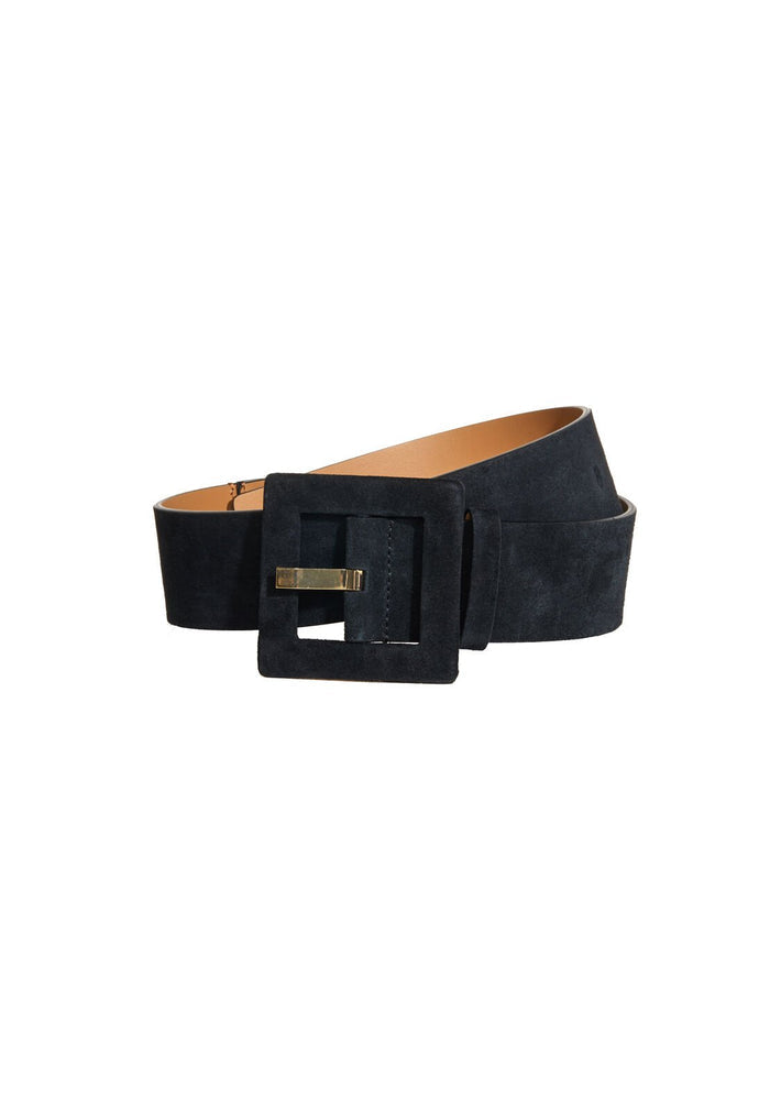 VAL 50MM SUEDE BELT W BUCKLE - BLACK