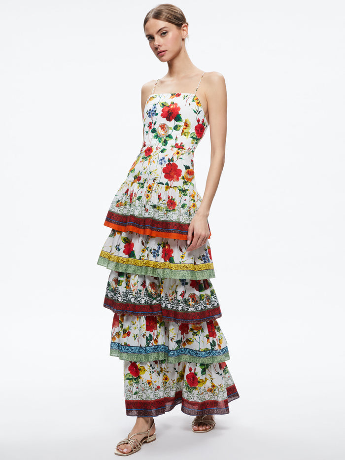 VALENCIA SPAGHETTI STRAP MAXI DRESS - DEW FLORAL