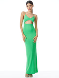 VALLI CUT OUT CAMI DRESS - GARDEN GREEN