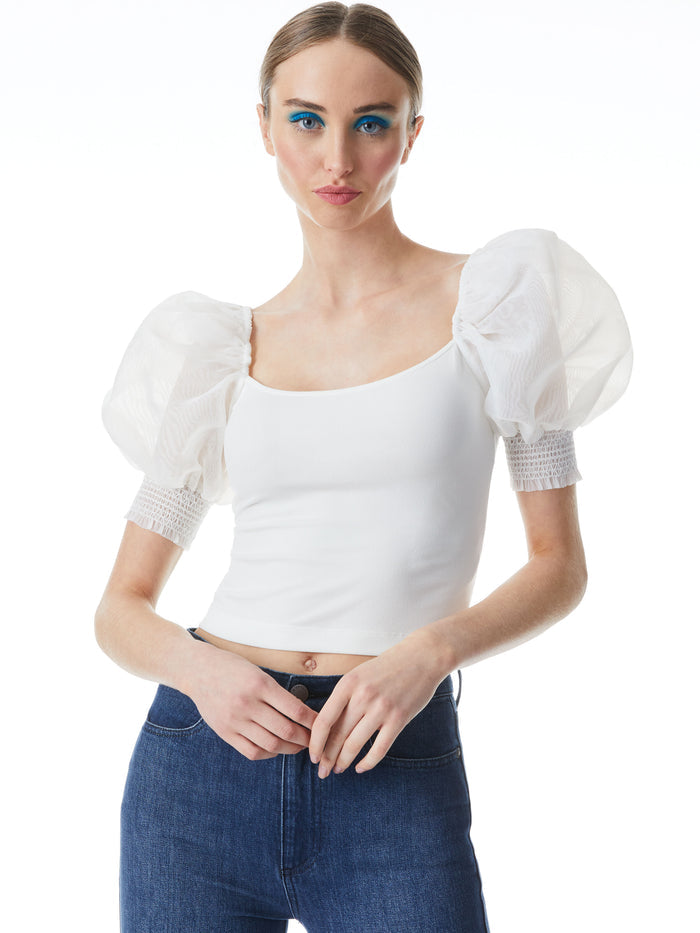 VANDY EXAGERATTED PUFF SLEEVE TOP - OFF WHITE