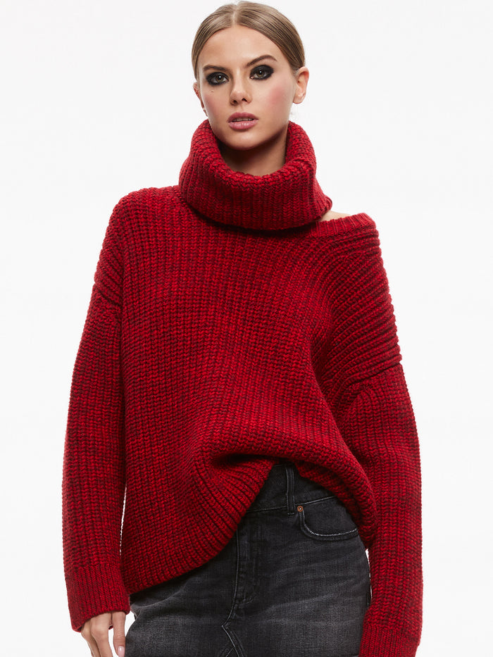 VERE DETACHABLE TURTLENECK SWEATER - BORDEAUX