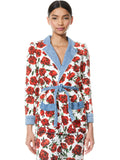 VERNA NOTCH COLLAR ROBE WITH TIE WAIST - LILAS ROSE/COMBO