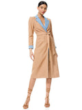 VERNA TIE WAIST ROBE COAT - CAMEL/COMBO
