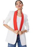 VERNELL SHAWL COLLAR BLAZER - OFF WHITE/CHILI PEPPER
