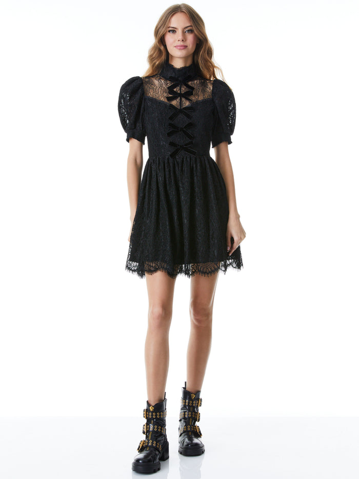 VERNITA LACE MINI DRESS - BLACK