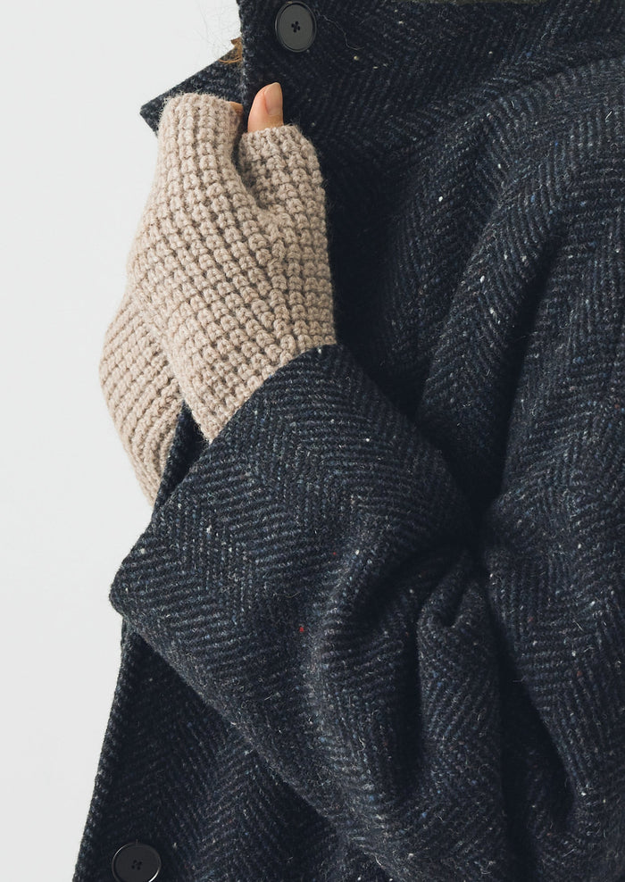 Waffle Stitch Fingerless Gloves | Biscuit