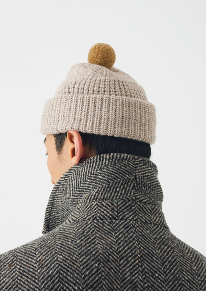 Waffle Stitch Wool Beanie | Biscuit