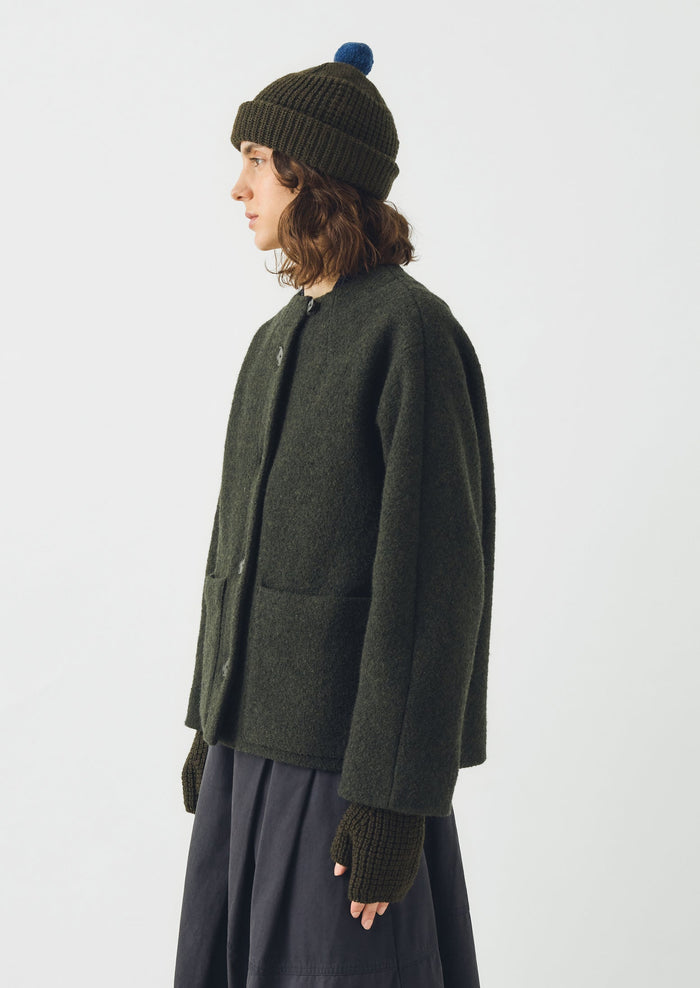 Waffle Stitch Wool Beanie | Dark Olive