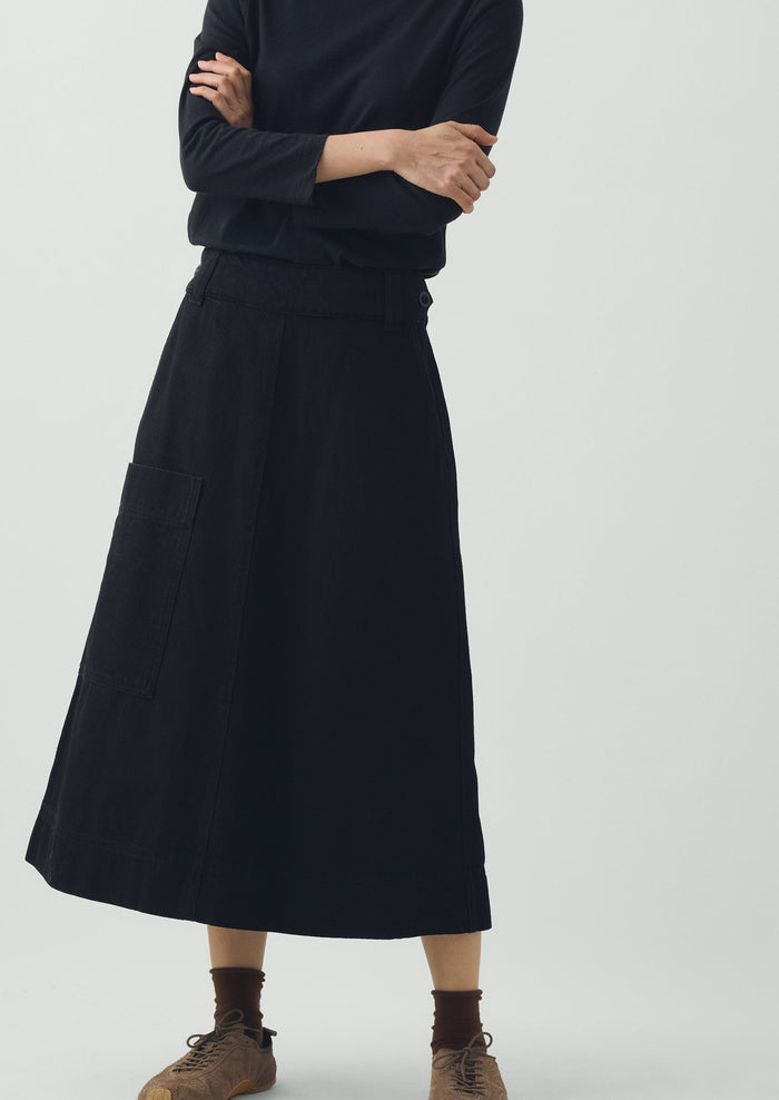 Washed Black Denim Skirt | Carbon Black