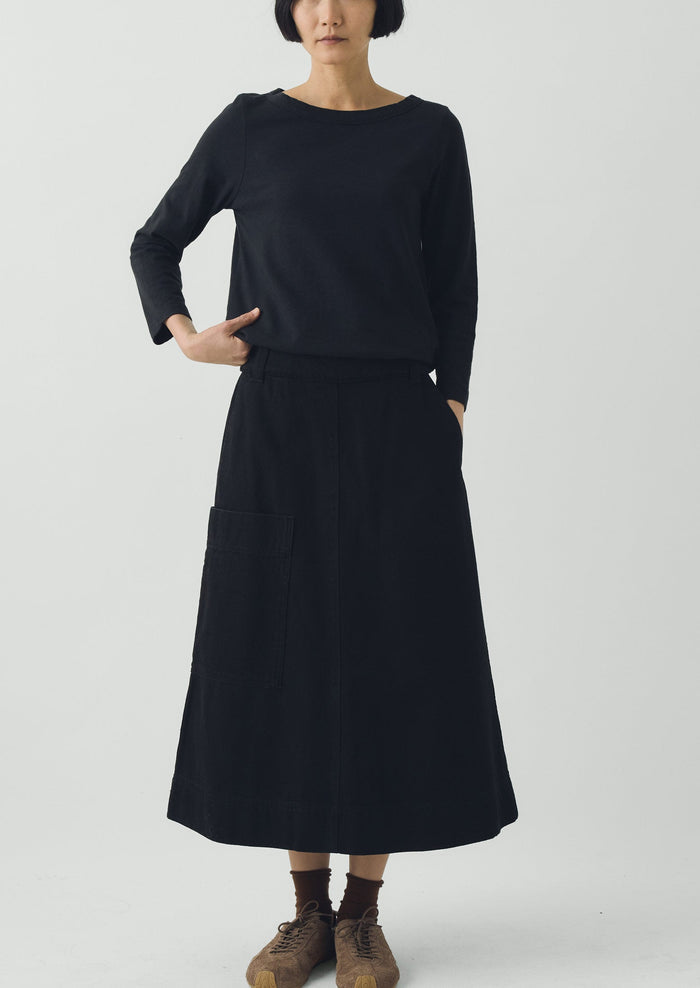 Washed Black Denim Skirt | Carbon Black