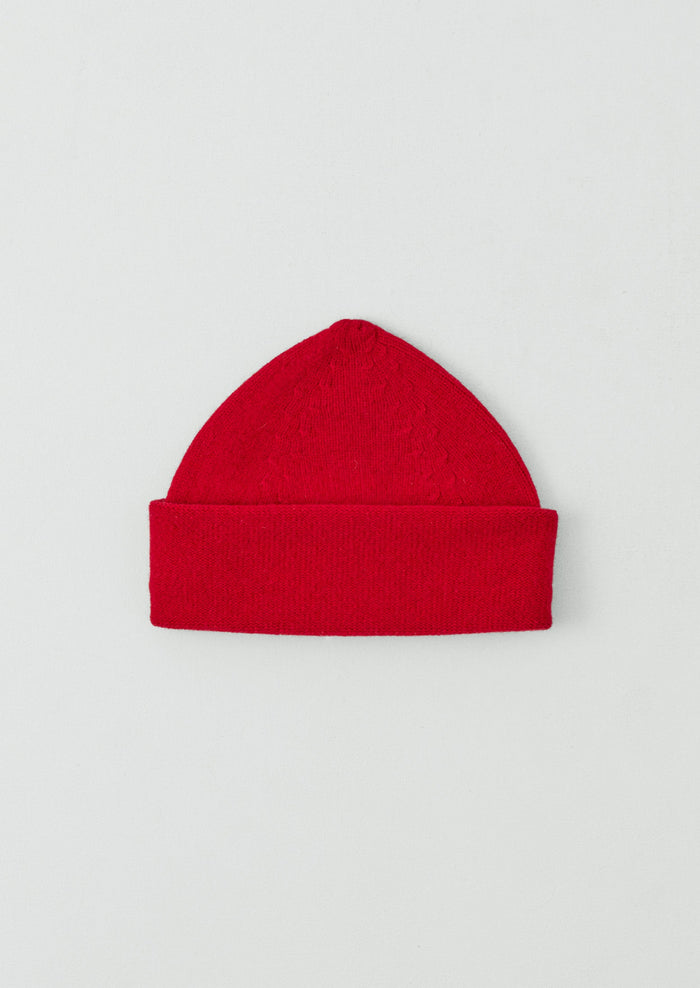 Washed Lambswool Beanie Hat | Cardinal Red