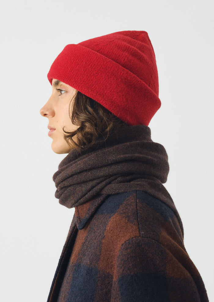 Washed Lambswool Beanie Hat | Cardinal Red