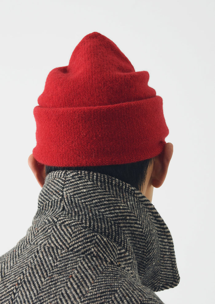 Washed Lambswool Beanie Hat | Cardinal Red