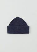 Washed Lambswool Beanie Hat | Navy Melange