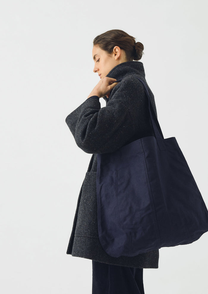 Waxed Cotton Canvas Bag | Dark Navy