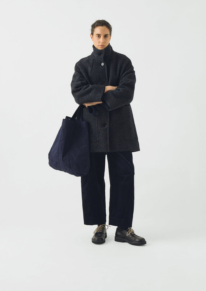 Waxed Cotton Canvas Bag | Dark Navy