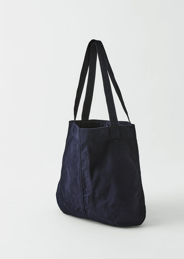 Waxed Cotton Canvas Bag | Dark Navy