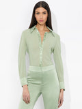 WILLA 70S COLLAR SILK BLOUSE - SAGE
