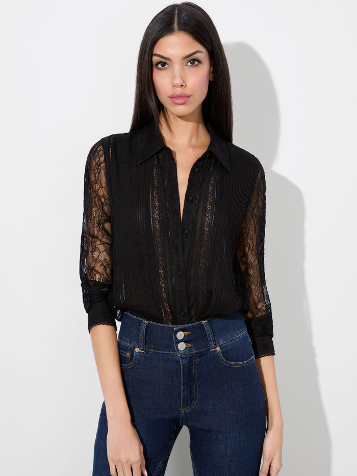WILLA LACE TOP - BLACK