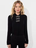 WILLA PLACKET BOW TOP - BLACK
