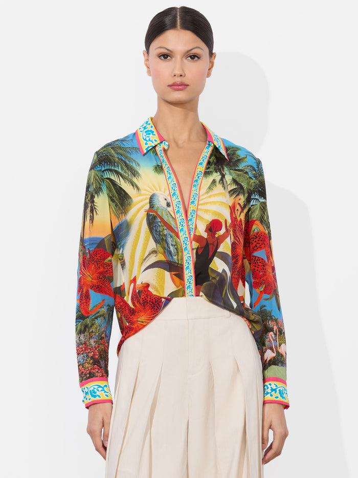 WILLA SILK BLOUSE - ISLAND DREAMS MULTI