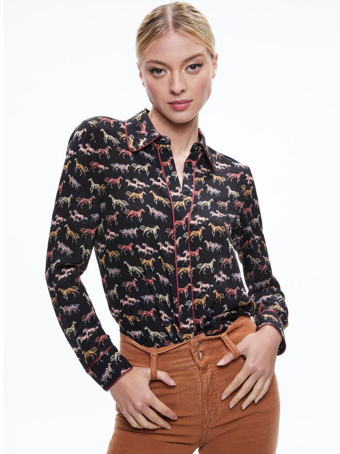 WILLA SILK BLOUSE - RODEO BLACK