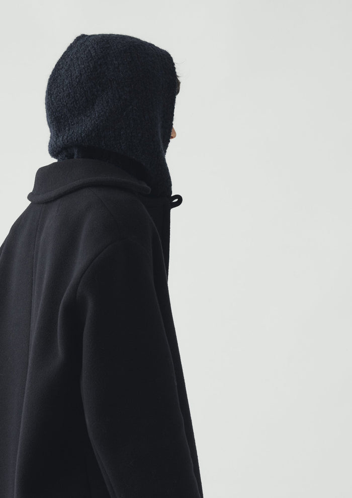 Wool Alpaca Boucle Hood | Navy