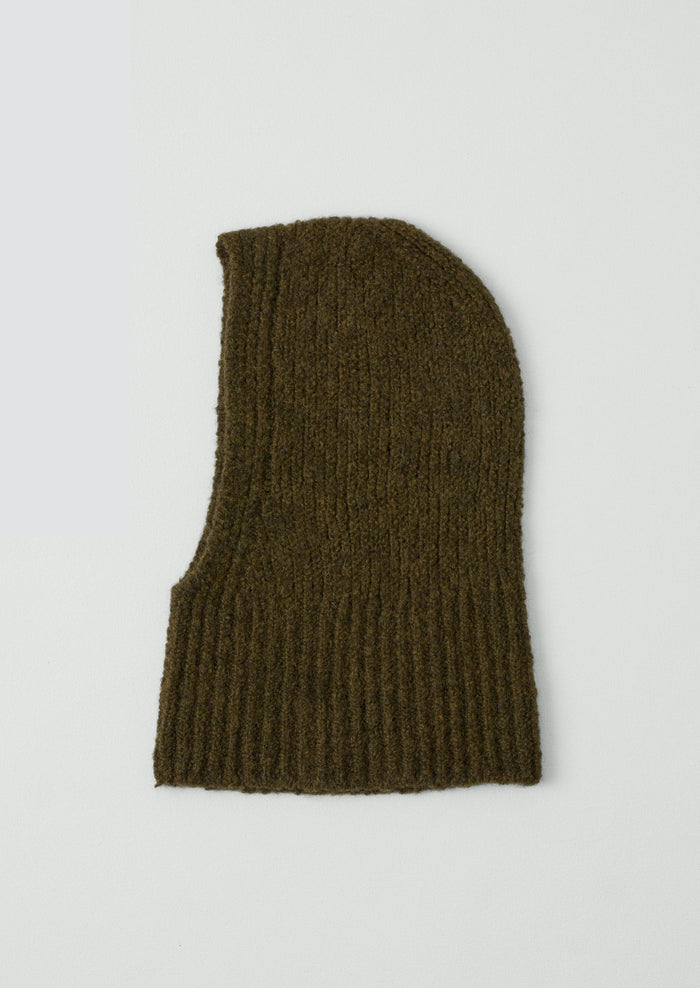 Wool Alpaca Boucle Hood | Rich Olive