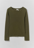 Wool Lyocell Scoop Neck Top | Dark Olive