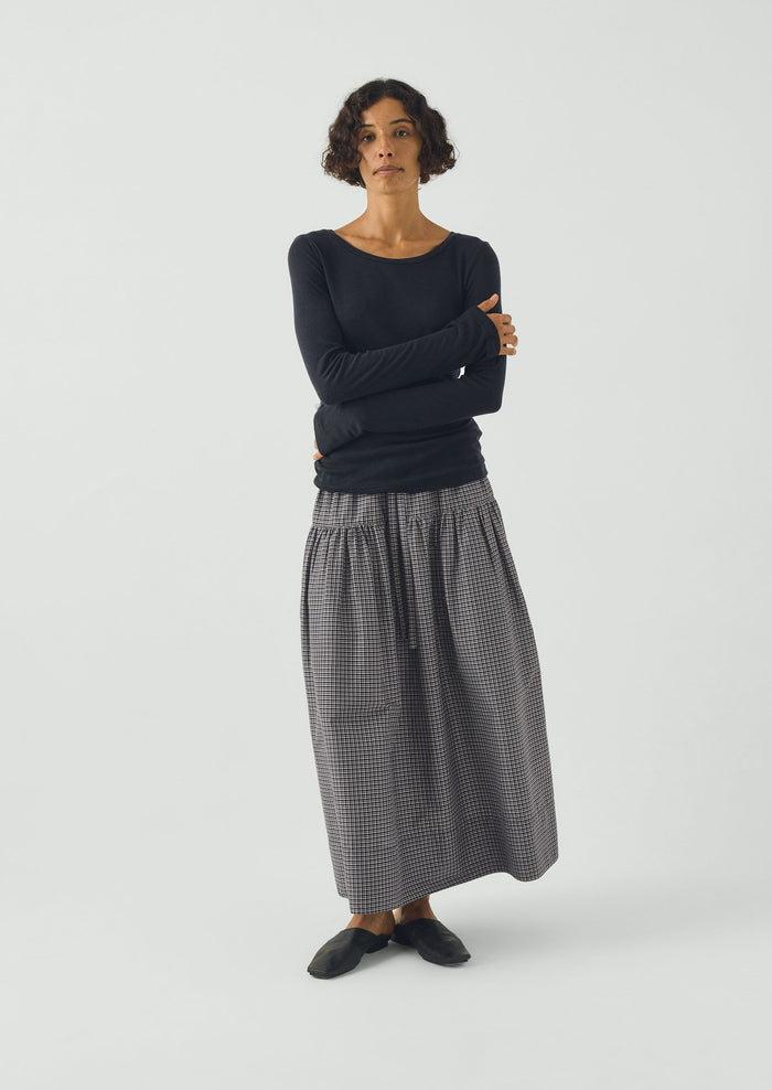 Wool Lyocell Scoop Neck Top | Ink