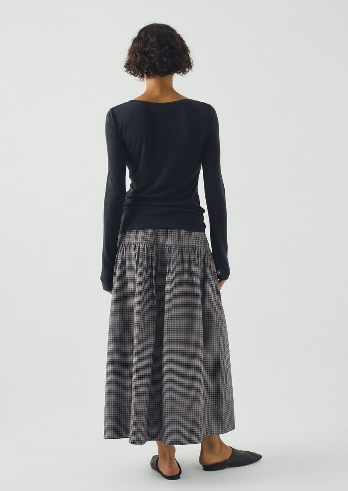 Wool Lyocell Scoop Neck Top | Ink