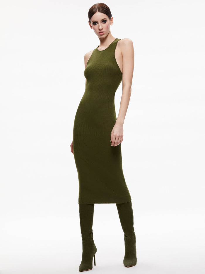 WRIGHT TIE BACK DRESS - OLIVE