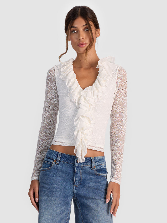 YARA RUFFLE TOP - OFF WHITE