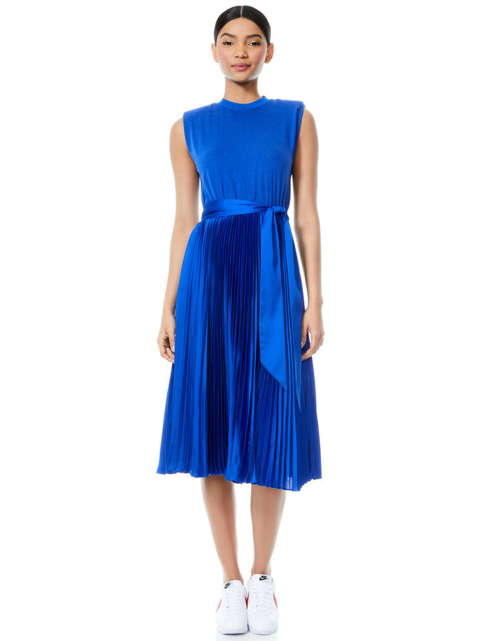 YUKI STR SH PLTD DRE W TIE - COBALT