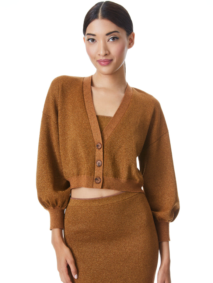 ZELINA METALLIC CARDIGAN - BRONZE